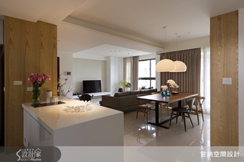 吧台、客廳、開放式設計