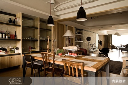 Loft、自然、文化石、梧桐木