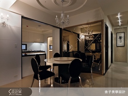 茶鏡、空間放大、吊燈、櫃體、視覺延伸