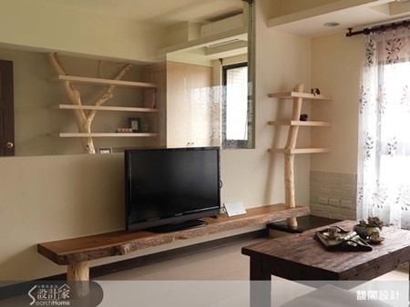 自然素材、色彩運用、展示櫃