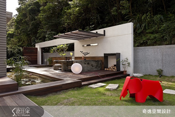 納室外景入室、庭園、大坪數、休閒療癒、現代風、植栽