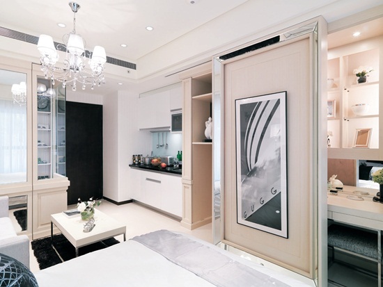 7.6坪的套房，僅衛浴有空間區隔，如何在開放的空間中