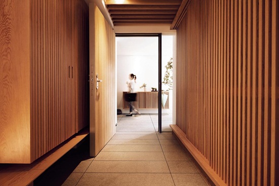 木設計、木格柵、原木、自然