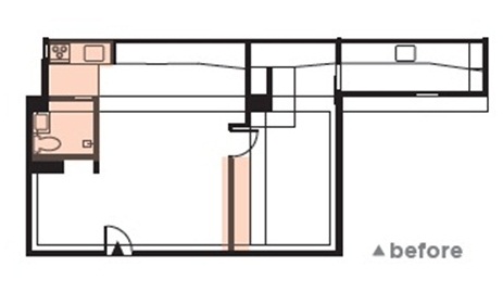 浴室緊臨廚房，而且完全無採光，客餐廳又太大，位移廚
