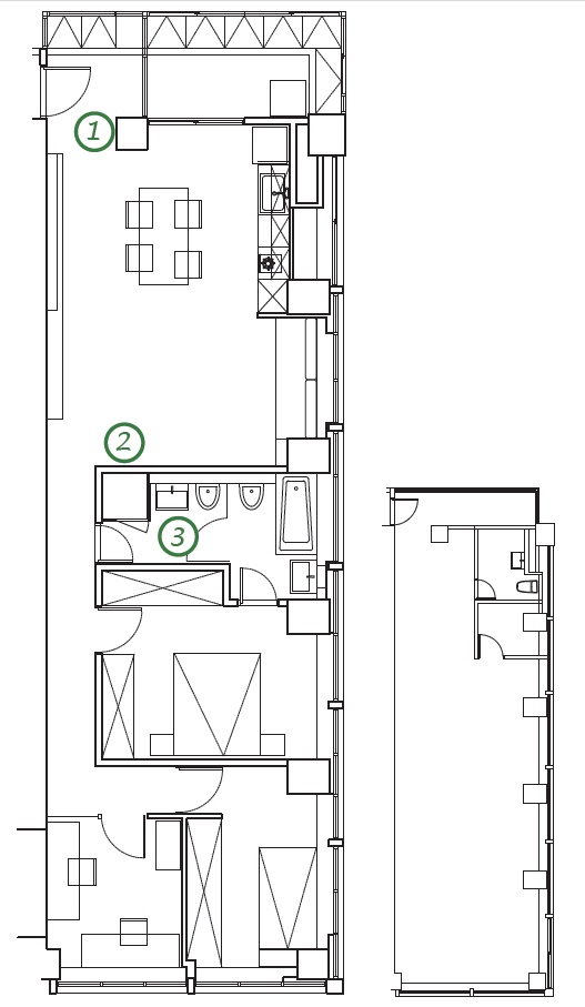 老屋常有格局不夠方正的情形，除了很多如梯型或凹凸不