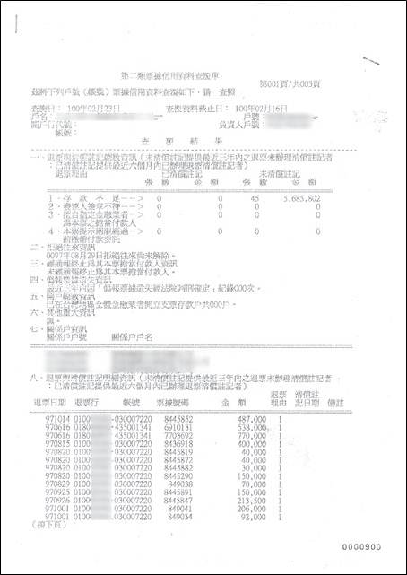 李先生上台灣票據交換所的網站去查B設計師的「票據信