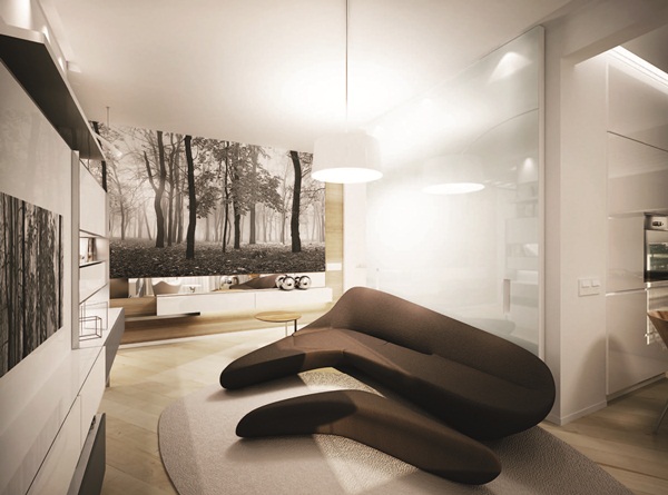 這個位於烏克蘭聶伯城的現代小公寓，空間格局包含幾個