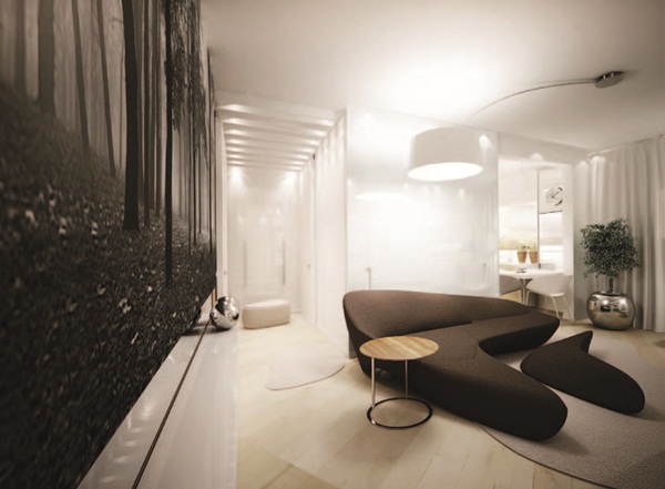 這個位於烏克蘭聶伯城的現代小公寓,空間格局包含幾個