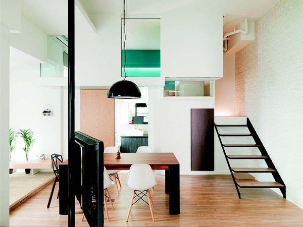 利用牆將生活單元區域隔開,大格局能彈性變為許多小格