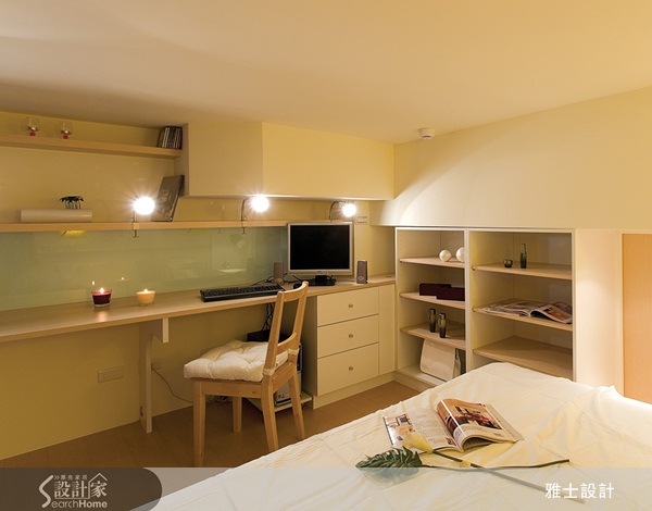 雖本身為小坪數住宅，藉由設計師以強化玻璃鑲崁的手法