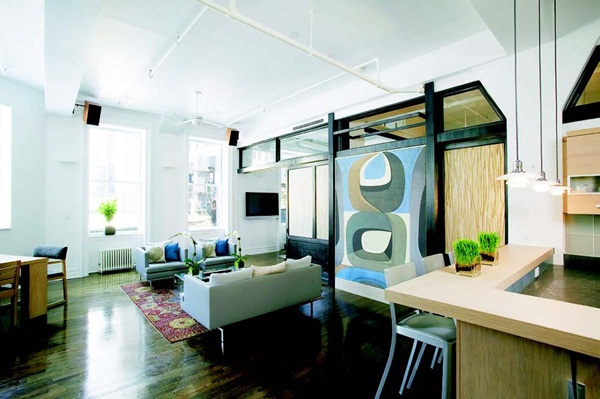 Loft風常見古典傳統的硬體空間,搭配前衛現代的傢具,