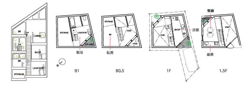 在一樓餅乾店和客人閒話家常後，到一樓半的小廚房兼餐