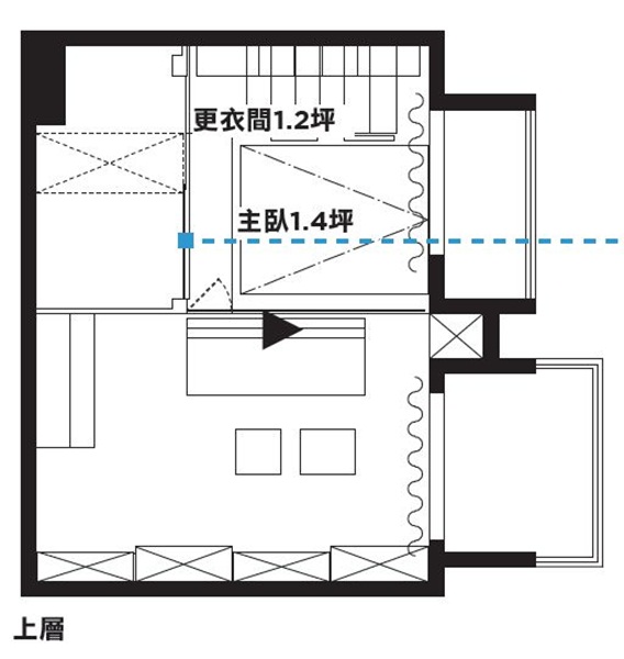 這戶小住宅原始挑高約為3米6，除了浴室外，並沒有任何