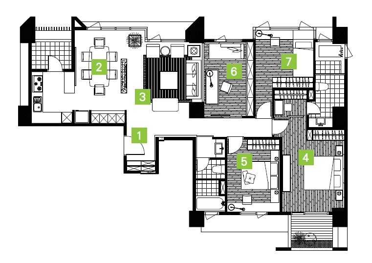 60坪的實品屋，加入穿透性隔牆，創造出寬闊受感之餘，