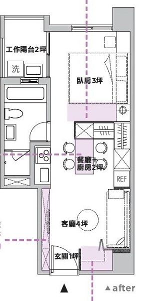 全新的電樓套梯大樓套房，坪數有限， 且格局頗為狹長