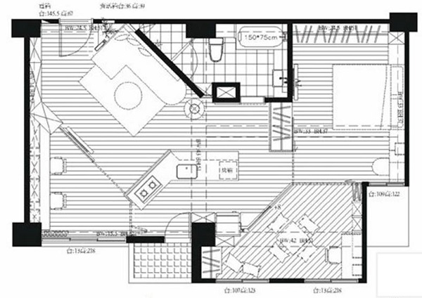 本案原本的格局即為3房2廳看似符合屋主的需求，但在22