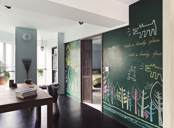 早期常見的黑板漆多為油性，成分包含特殊樹脂、耐磨性