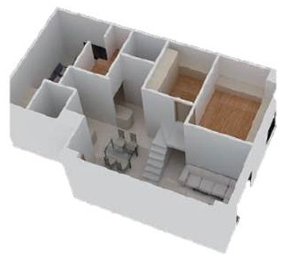 透過設計巧思,讓兩個小坪數空間合而為一,創造出造型