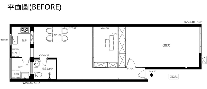 40年老屋狹長型的加上只有兩面窗戶,因此有嚴重的採光