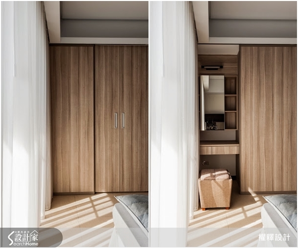 開放式客餐區設計與用餐空間整面的木質牆,一再突顯「