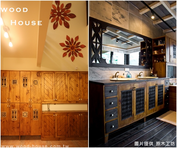 原木工坊擅長運用自然質樸的松木實木、鐵件、水泥粉光