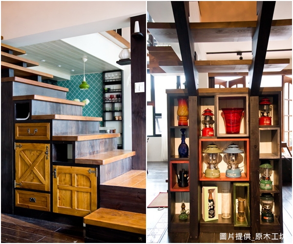 原木工坊擅長運用自然質樸的松木實木、鐵件、水泥粉光