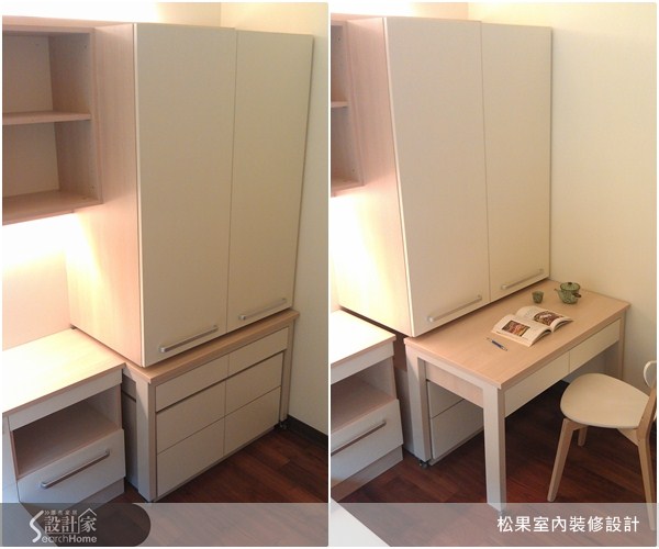 小孩房坪數為2.5坪,底板為深色木紋地板,因此設計師