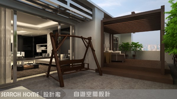 用溫潤的木作地板及木作櫃體來表達自然的概念，原木家