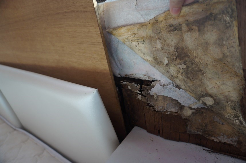 由於壁癌由外而內的侵蝕壁面，父母又堅持日日睡在床頭腐蝕嚴重的房間，讓育如設計師相當心疼。