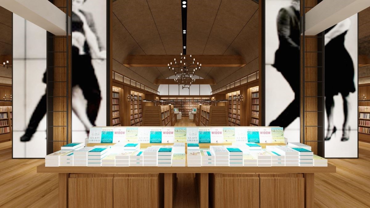 誠品生活南西書店以六面5米高的影像牆、躍動的視覺迎接讀者，串聯誠品R79成為台北市西區最大書店（圖為3D店景示意圖）。