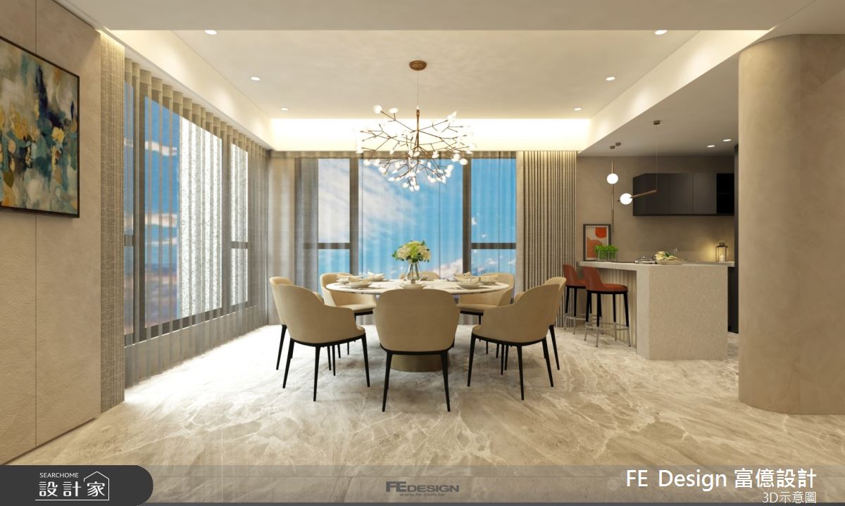 87坪預售屋內,富億空間設計 陳錦樹設計師有效發揮空