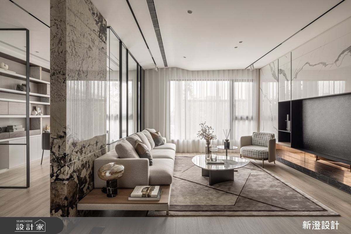 38 坪的現代風居所，屋主有收藏紅酒的喜好，設計師以