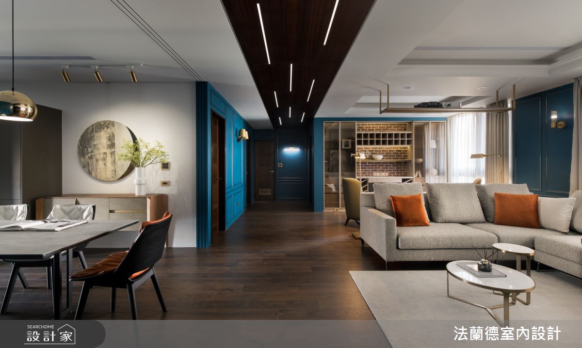 45坪現代風擁有3房3廳，居住成員為2位大人和2位小孩，