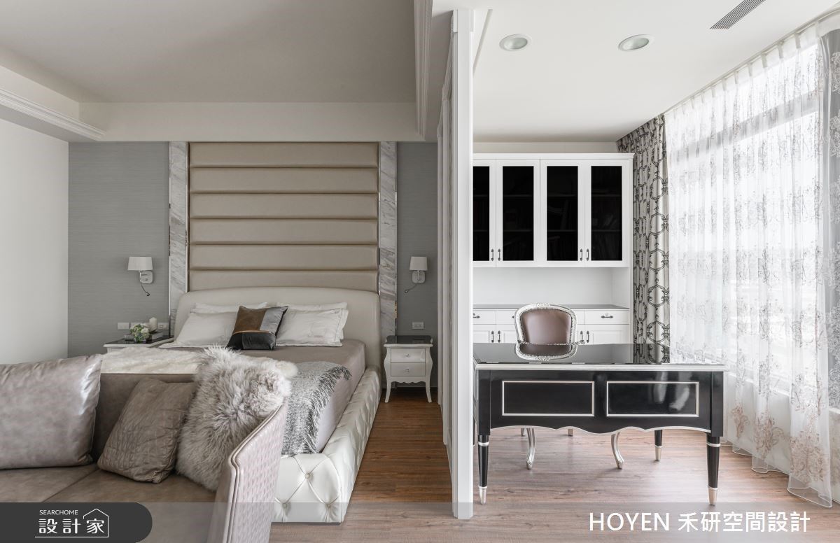 80坪新古典空間裡,引戶外自然光,映照在白色調襯底的