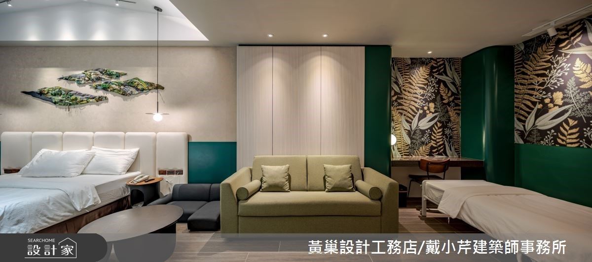 白綠雙色牆的森林房型,適合熱愛戶外活動毛小孩。 白綠雙色牆的森林房型,適合熱愛戶外活動毛小孩。