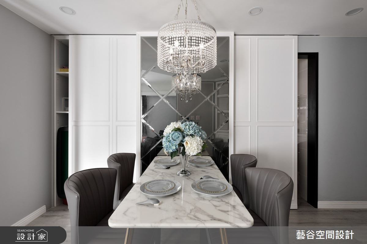 28坪三房兩廳透過斜角設計,創造迎賓玄關,藝谷空間設