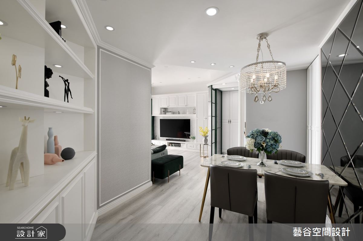 28坪三房兩廳透過斜角設計,創造迎賓玄關,藝谷空間設