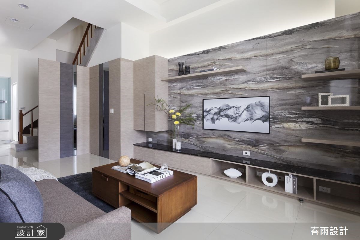 37坪休閒風透天別墅,先以沈穩寧靜的大地色系為主軸,