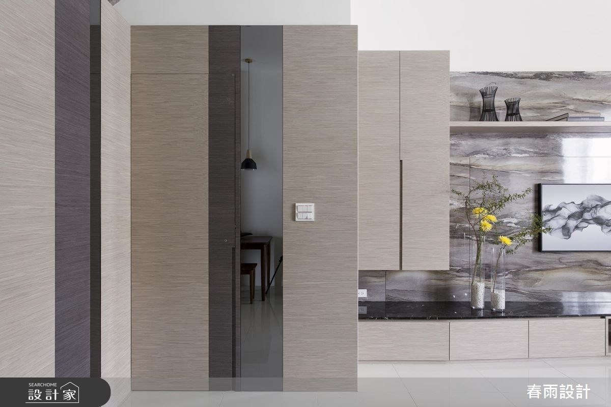 37坪休閒風透天別墅,先以沈穩寧靜的大地色系為主軸,