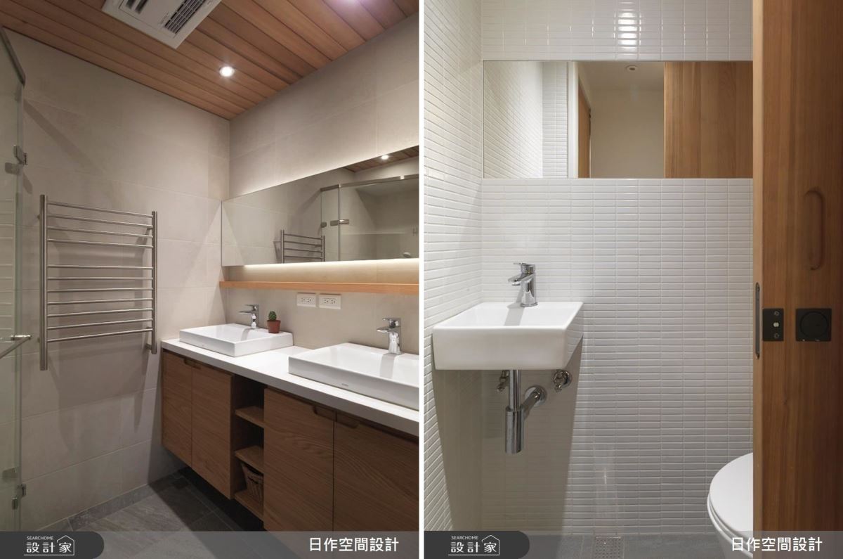 座落玄關旁的衛浴改造後,玄關入口空間變開闊,廁所也特別選用檜木門,巧妙透過木頭散發的自然香氣,讓美好的嗅覺揭開舒適的浴廁體驗。 座落玄關旁的衛浴改造後,玄關入口空間變開闊,廁所也特別選用檜木門,巧妙透過木頭散發的自然香氣,讓美好的嗅覺揭開舒適的浴廁體驗。