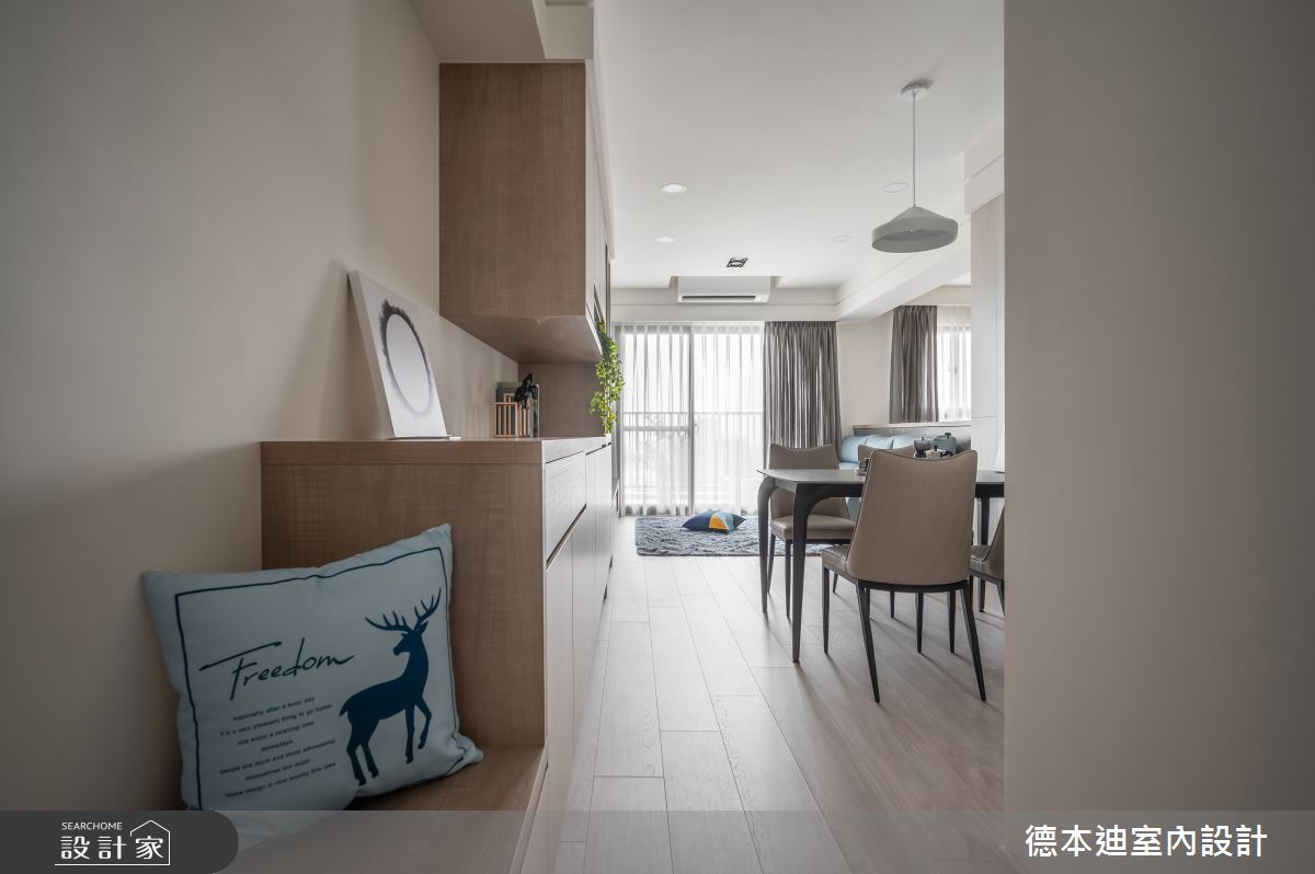 室內20坪的預售屋,梁柱較為明顯,設計師運用設計手法