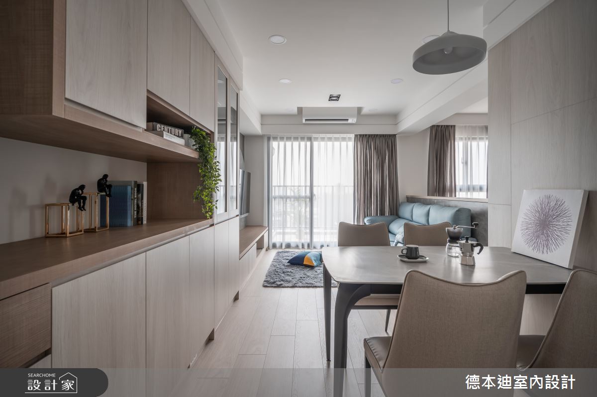 室內20坪的預售屋,梁柱較為明顯,設計師運用設計手法