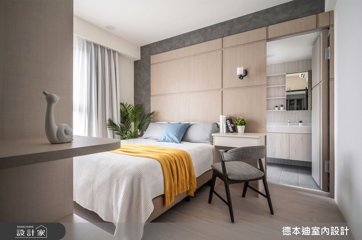 室內20坪的預售屋,梁柱較為明顯,設計師運用設計手法