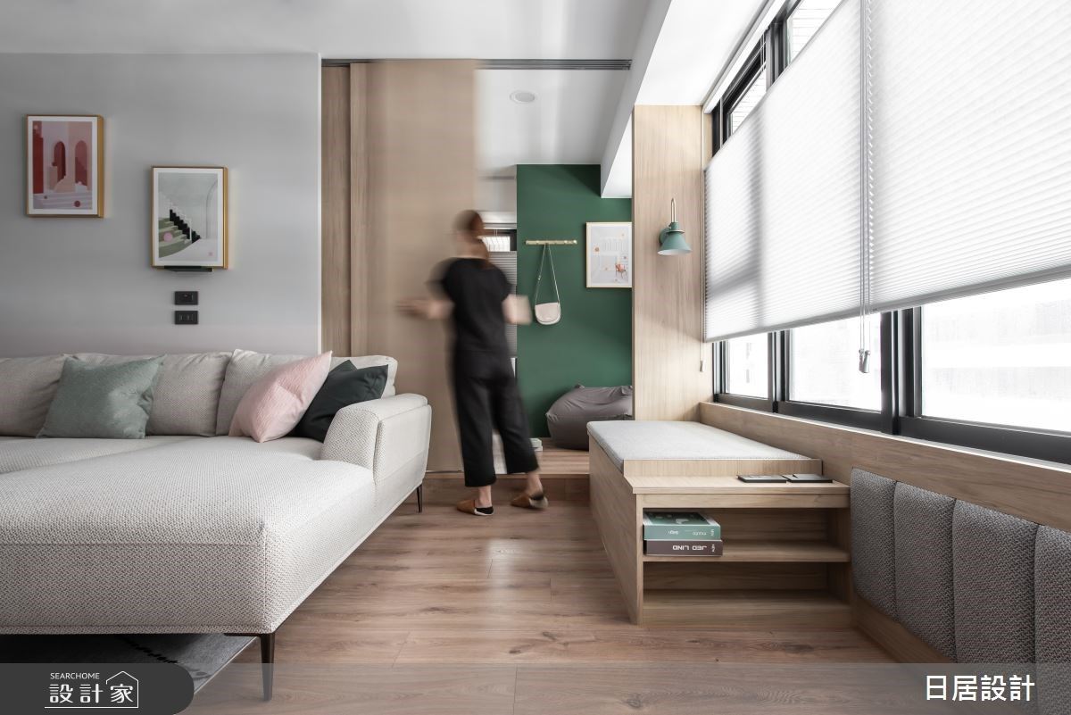 18坪混搭風的三房兩廳新成屋，屋主喜歡粉紅色，但因為