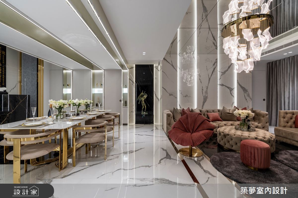 室內80坪4房的新成屋，居住著三代同堂的4位女性，設計