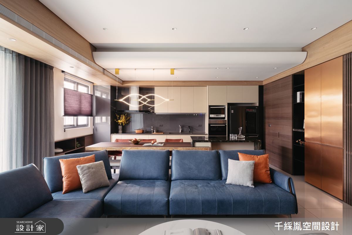 80 坪一家四口一貓一狗的豪宅設計中，以現代風為空間