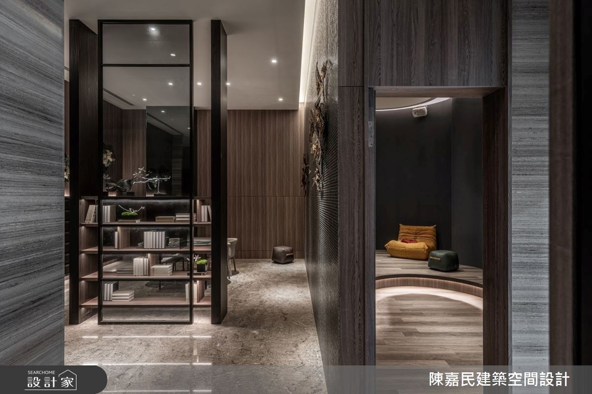 此案為腹地寬廣的350坪建案公設，陳嘉民建築空間設計 