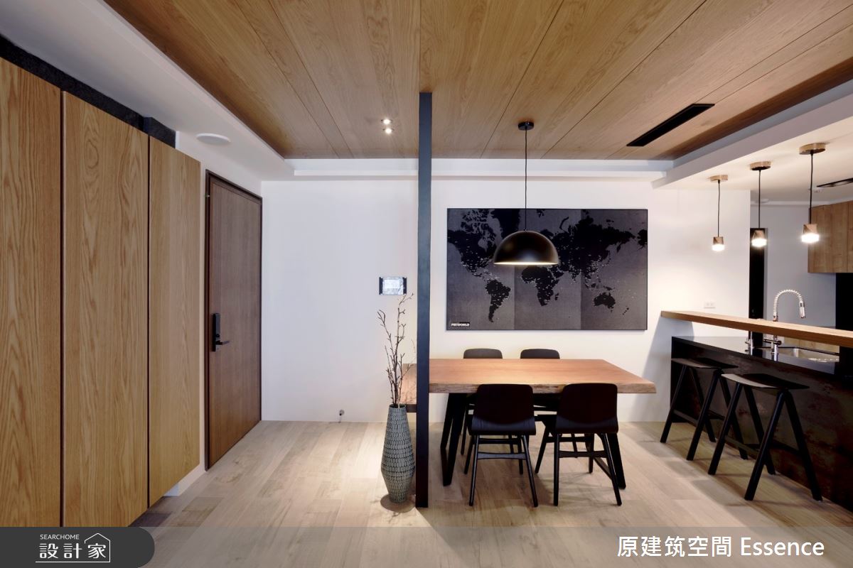 此案以『原生』為設計理念，希望空間裡透過木紋、石材