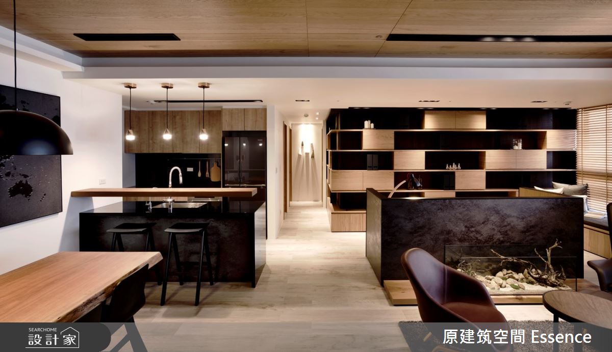 此案以『原生』為設計理念，希望空間裡透過木紋、石材