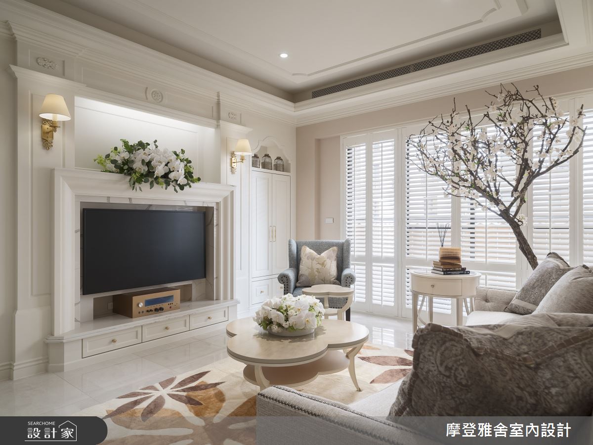 45 坪老屋翻新後,以鄉村美式風為主軸,無論是客廳的